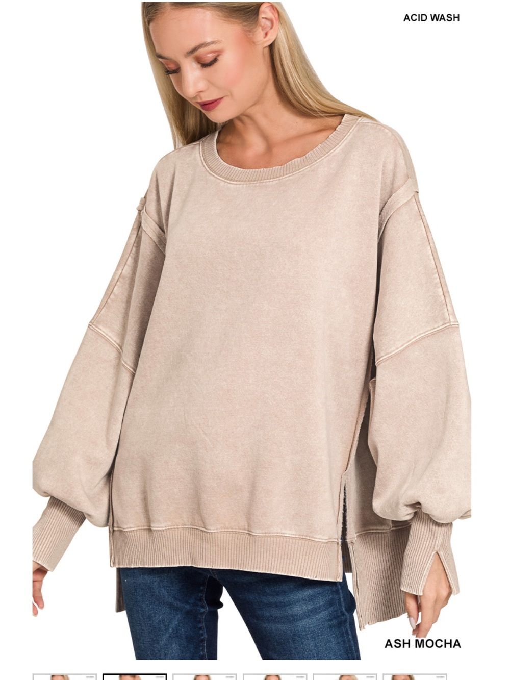 ZF59–🤎🩷🧡 (17 COLORS) ZENANA “CAMDENS” OVERSIZED CREWNECK - Picture 8 of 16